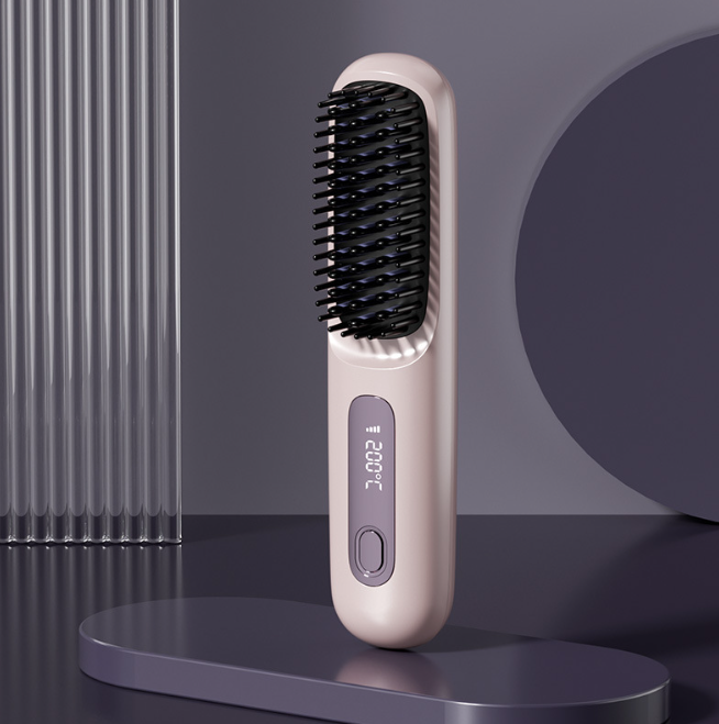 Wireless Hair Straightener Comb – Portable Digital Temperature Hair Styling Brush