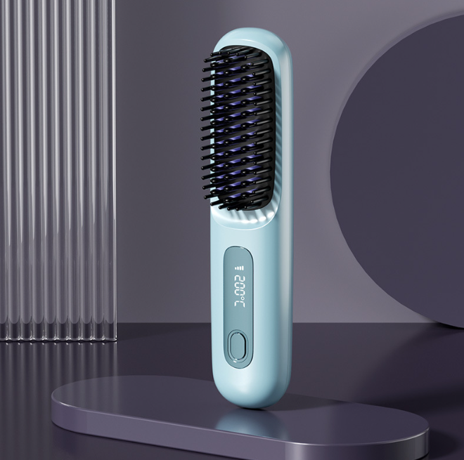Wireless Hair Straightener Comb – Portable Digital Temperature Hair Styling Brush