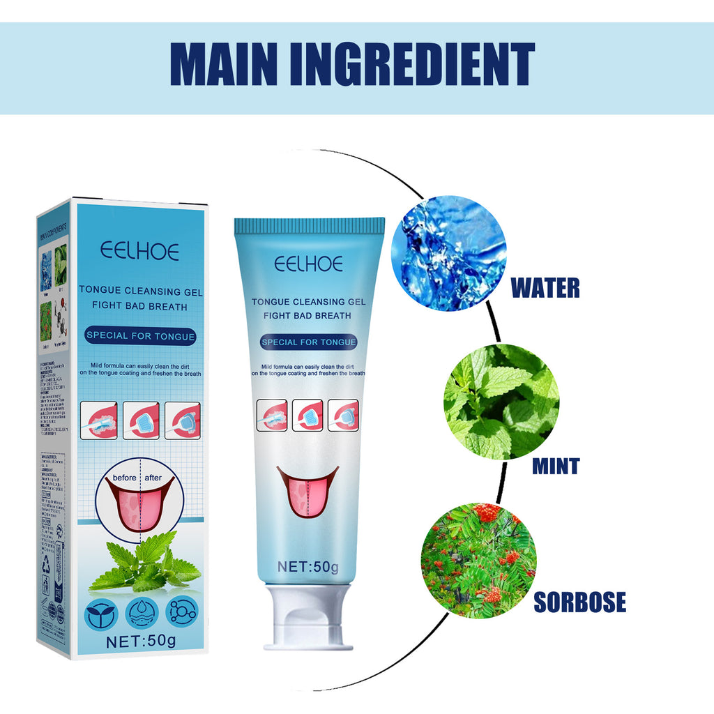 Tongue Coating Cleansing Gel – Fresh Breath & Oral Care with Brush