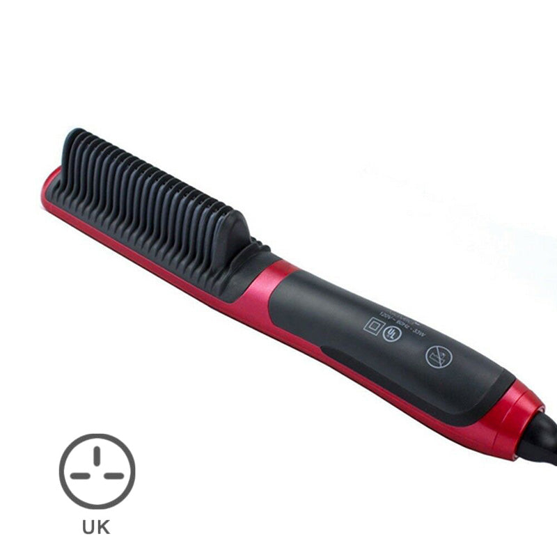 2-in-1 Hair Straightener & Curler Comb – Ceramic Styling Brush for Men & Women