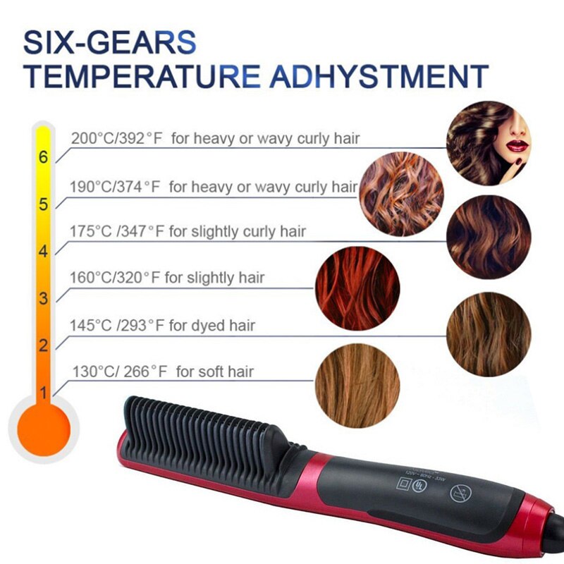 2-in-1 Hair Straightener & Curler Comb – Ceramic Styling Brush for Men & Women